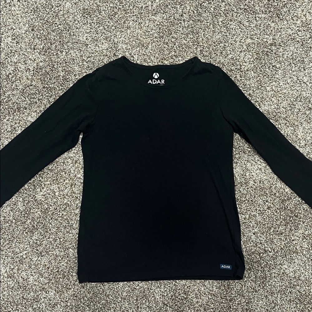 Adar Black Long Sleeve Underscrub Top